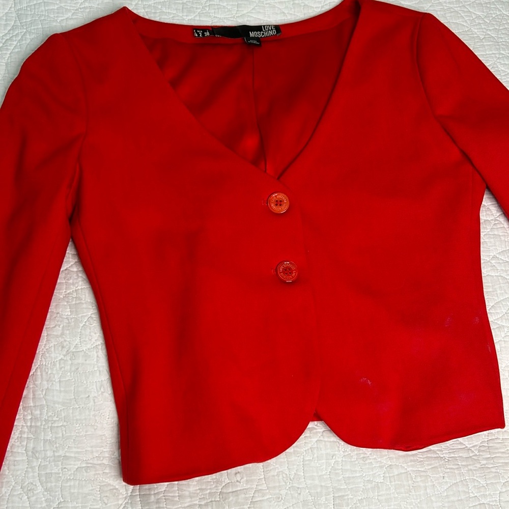 Love Moschino red cropped blazer